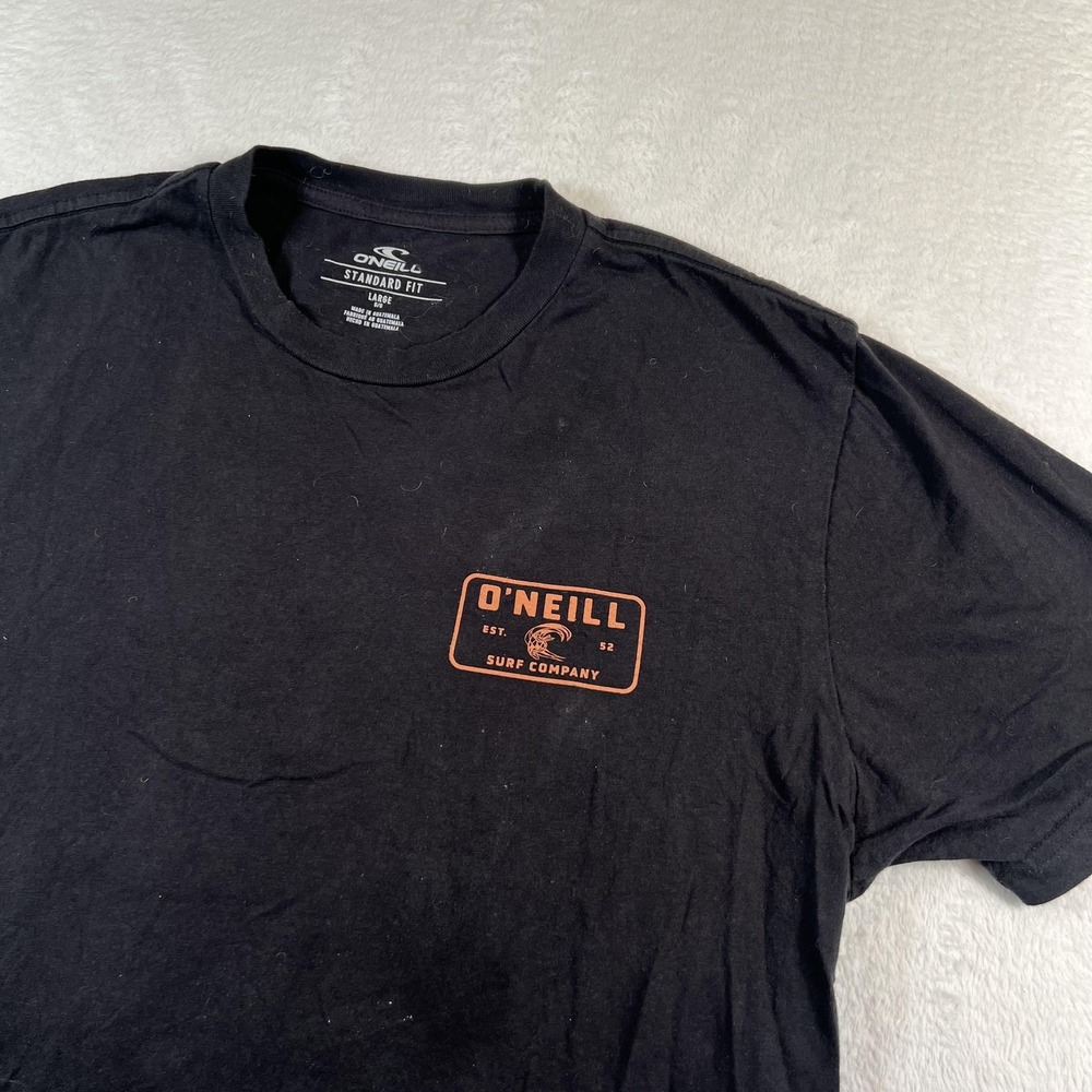 O'Neill Surf Company Shirt Mens Large Black Surf Logo Back Graphic Tee Top